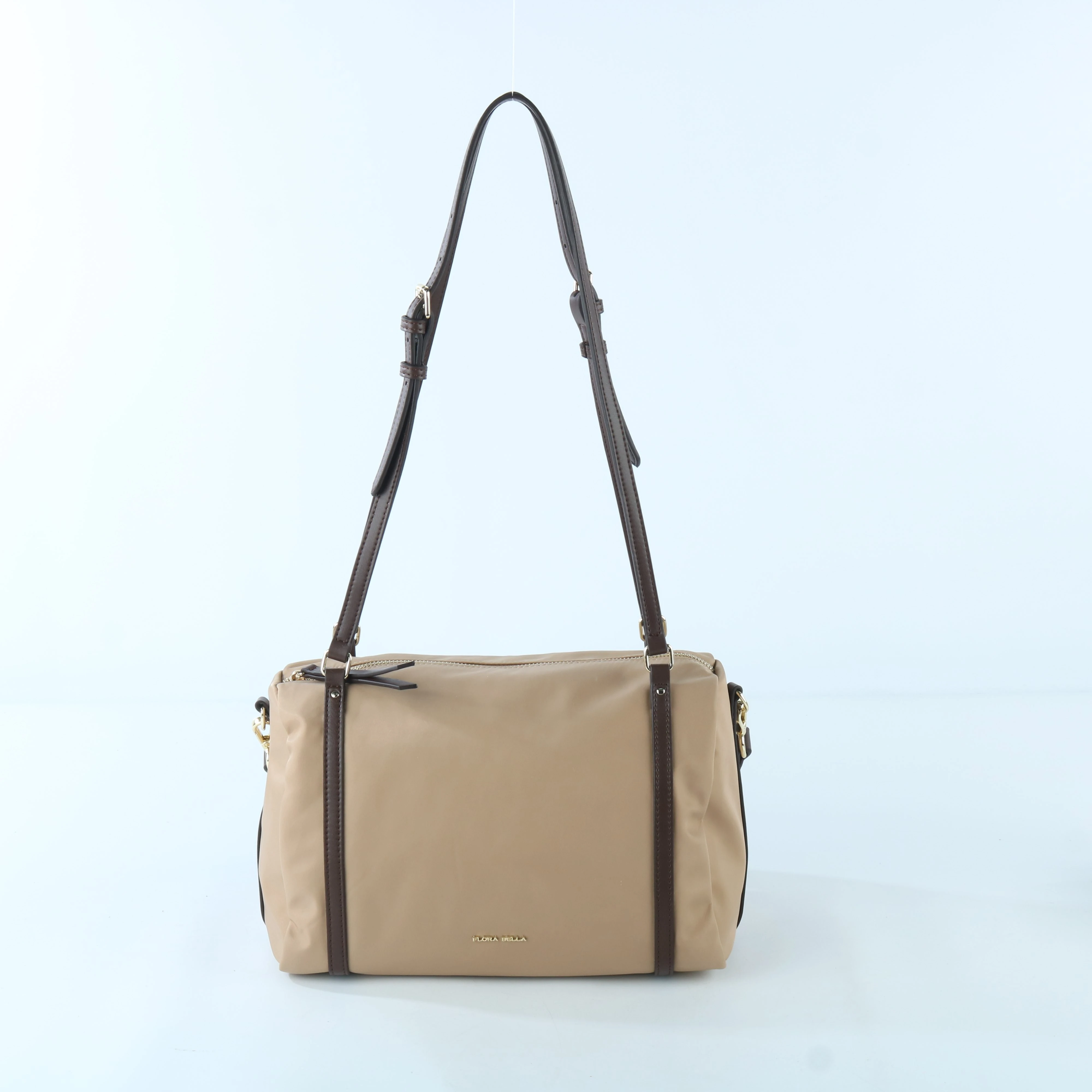 FLORA BELLA Nylon Leather Trim Convertible Barrel Bag – Versatile Crossbody & Shoulder Bag for Women